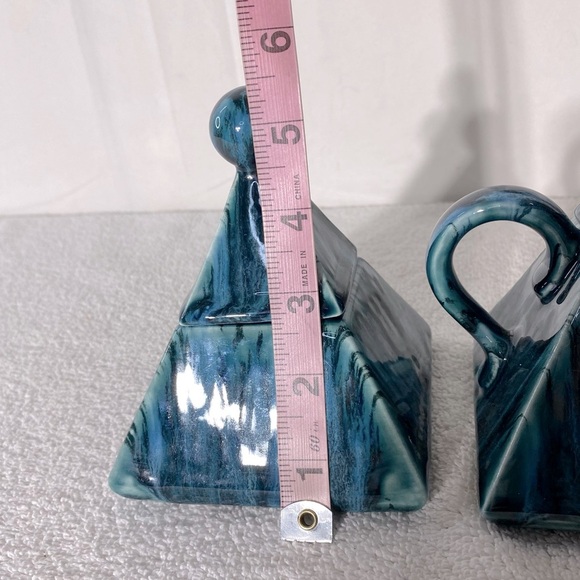 Handmade Blue Glaze Ceramic Pyramid Cream And Sugar Containers - Picture 2 of 11
